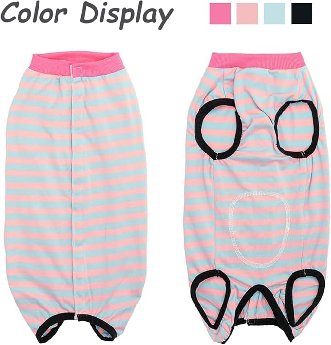 Dog Recovery Suit After Surgery,Spay Neuter Clothes for Female Dogs,Small Medium Dog Shirt,E-Collar Cone Alternative,Prevent Licking Wound Dog Onesie,Pet Surgical Suit(Pink Blue Stripe-XXL)