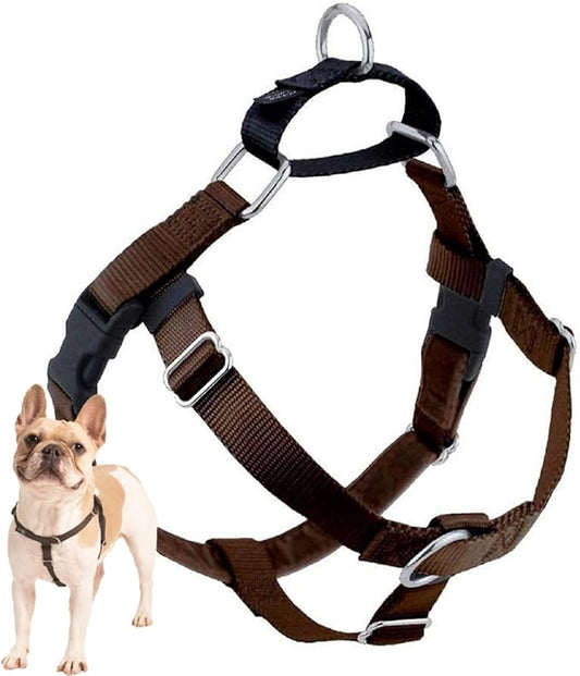 2 Hounds Design Freedom No Pull Dog Harness, Adjustable Harness, Easy Walking & Comfortable Control, Fits Small, Medium & Large Dogs, Solid Colors, Made in USA, 1" XL, Brown