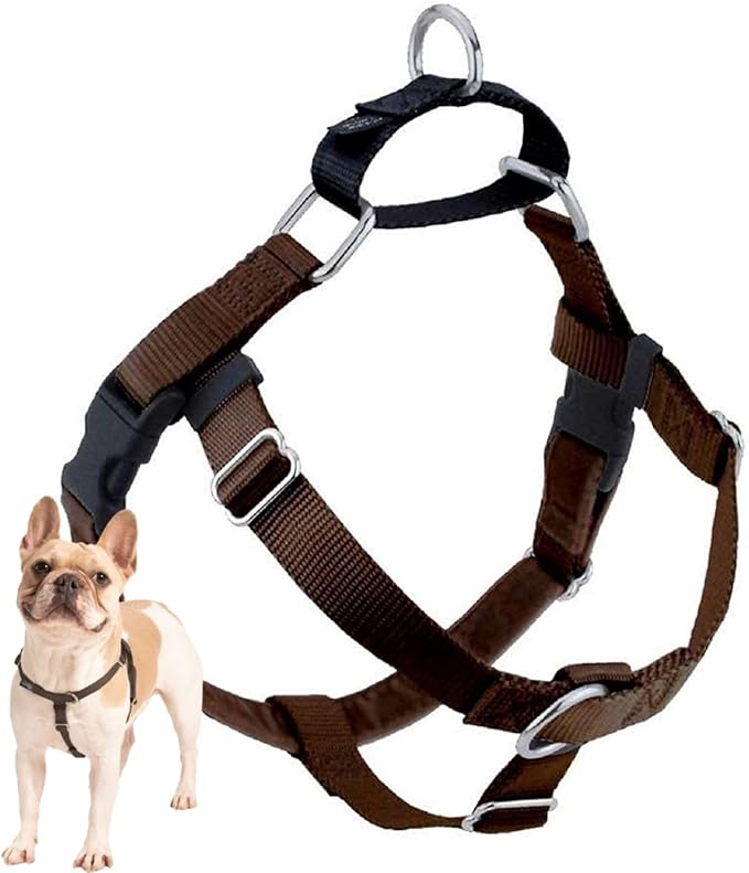 2 Hounds Design Freedom No Pull Dog Harness, Adjustable Harness, Easy Walking & Comfortable Control, Fits Small, Medium & Large Dogs, Solid Colors, Made in USA, 5/8" SM, Brown