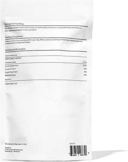 Maev Human-Grade Freeze Dried Raw Beef Liver Treats | 100% USDA Certified Single-Ingredient | Healthy, Human-Grade Dog Snacks | Perfect for Training & Sensitive Diets (Pack of 2)