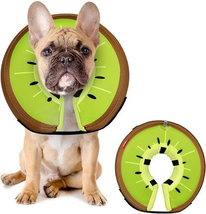 MIDOG Soft Inflatable Dog Cone,Donut E-Collar Alternative for After Surgery, Prevents Licking, Allowing Normal Eating & Vision,Comfortable Recovery Collar for Small Medium Large Dogs&Cats,Kiwifruit-M+