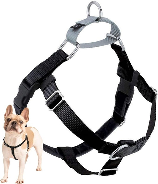 2 Hounds Design Freedom No Pull Dog Harness, Adjustable Harness, Easy Walking & Comfortable Control, Fits Small, Medium & Large Dogs, Solid Colors, Made in USA, 1" XL, Black