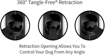 TUG Tiny 360° Tangle-Free Retractable Dog Leash with Anti-Slip Handle | 10 ft Nylon Tape| One-Handed Brake, Pause, Lock (White)