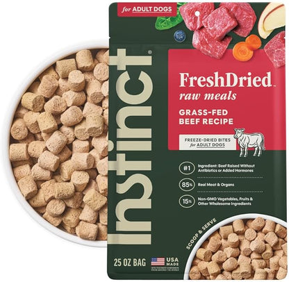Instinct FreshDried Bites, Natural Freeze-Dried Dog Food, Grain-Free - Grass-Fed Beef, 25 oz. Bag