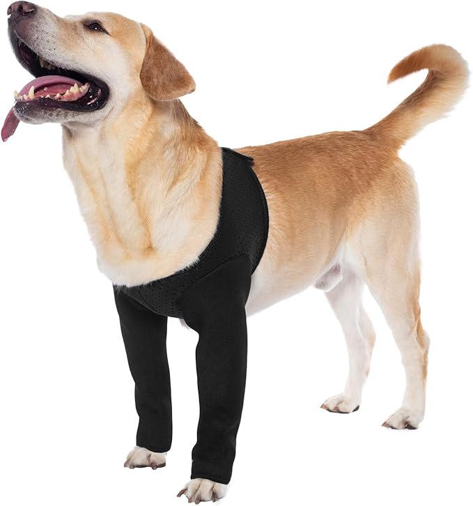 Coodeo Dog Recovery Sleeves, Cone Collar Alternative, Abrasion Resistant Dog Recovery Suit, Washable 2.5mm Thick and Waterproof, Pet Wounds Prevent Licking, Biting (Black, L)