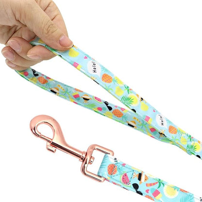 Dog Cat Harness Leash Set Yellow Printed Dog Collar Leash Set Personalized Pet Dog Collar Harnesses Walking Leash for Medium Large Dogs L
