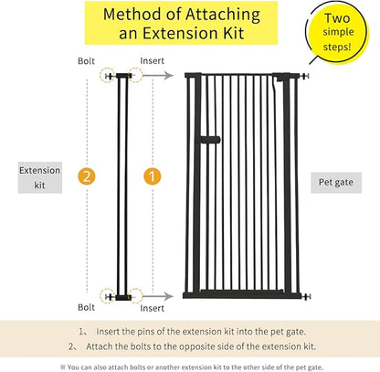 Lumizone Extra Tall Cat Gate Extension Kit 55.12" High Pressure Mounted 2025 New 4.13" Extra Wide 1.37" Gap No Drilling Tall Pet Gate for Dogs (Black, 55.12" H x 4.13" W, Extension)