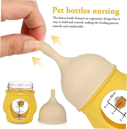 POPETPOP Ergonomic Pet Bottle for Newborn Puppies Kittens Kitten Milk Bottle Feeding