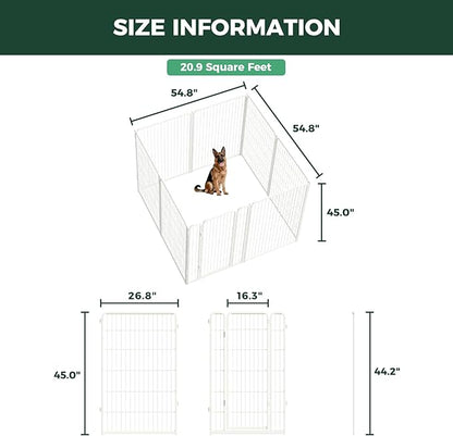 FXW Homeplus Unleashed Indoor Dog Playpen - Stress-Free and Safe Play, Heavy Duty 45 Inch 8 Panels Dog Pen for Large Dogs, White│Patented