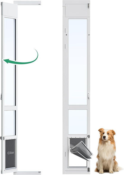 3 Flap Large Dog Door for Sliding Glass Door, Openable Pet Door for Sliding Glass Doors, Adjustable 91 7/16" to 96" Slider Height-Large Tall