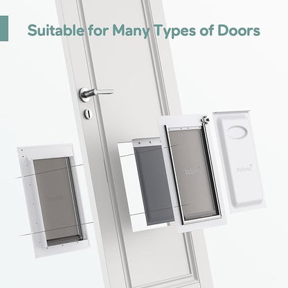 Baboni 3-Flaps Pet Door for Interior and Exterior Doors, Steel Frame and Telescoping Tunnel, Strong and Durable Dog Door (Pets Up to 40 Lb) -Medium