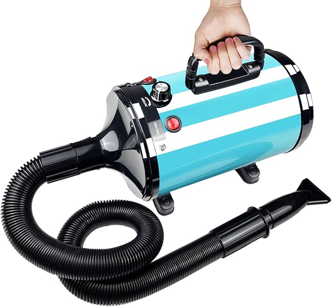 High Velocity Professional Dog Grooming Dryer,Adjustable Temperature and Speed Hair Dryer for Pets with 4 Nozzles