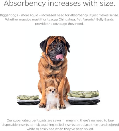 Pet Parents® Washable Belly Bands for Male Dogs (3pack) + Extendrs® of Durable Dog Diapers Male, Premium Male Dog Diapers & Dog Wraps (Medium, Camo)