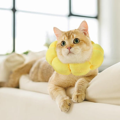 Soft Dog Cone Collar Inflatable Pet Recovery Calming Neck Pillow Adjustable After Surgery Collars Fluffy Flower Protective Elizabethan Alternative for Small Medium Cats Dogs