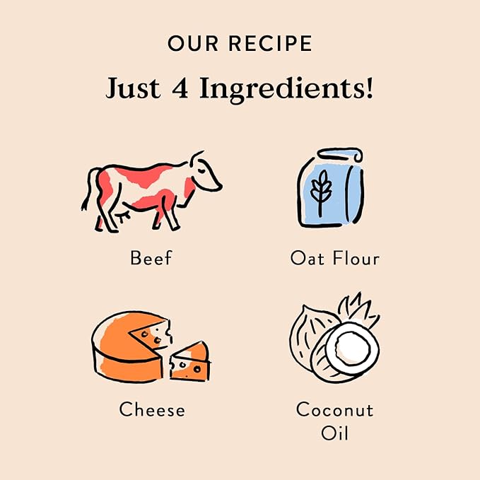 Bocce's Bakery Oven Baked Say Moo Treats for Dogs, Everyday Wheat-Free Dog Treats, Made with Real Ingredients, Baked in The USA, All-Natural Beef & Cheddar Biscuits, 5 oz