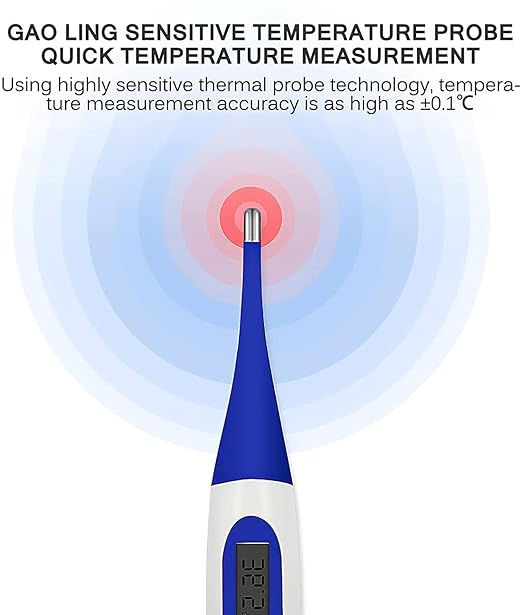 Pet Thermometer, Waterproof Digital Veterinary Thermometer Portable Pet Digital Thermometer Pet Thermometer with Reminder Function Thermometer for Dogs Cats Horse Cattle Pigs Sheep