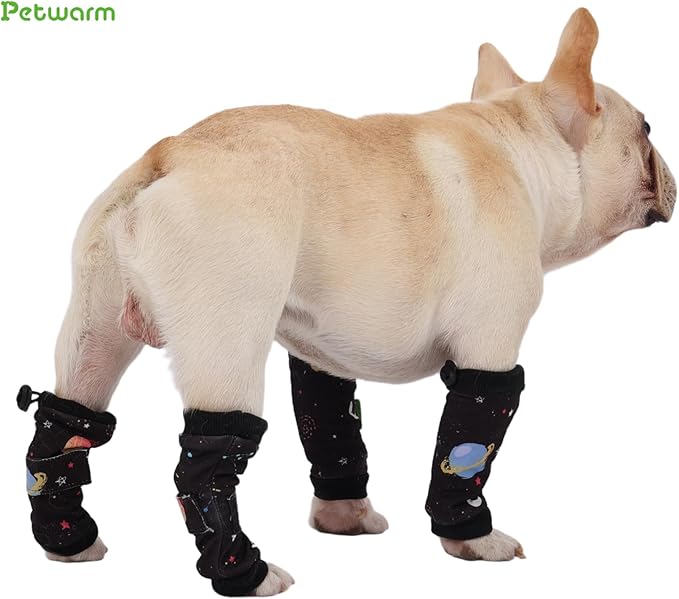 PetWarm Dog Recovery Sleeve 4pcs Set, Dog Leg Sleeve, Ideal for Comfort and Support During Pet Recovery, Suitable for Active or Support Recoverying Pet Use, Black, L
