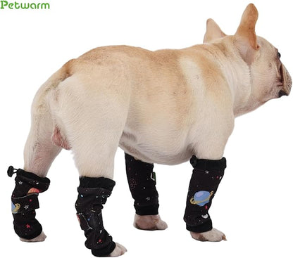 PetWarm Dog Recovery Sleeve 4pcs Set, Dog Leg Sleeve, Ideal for Comfort and Support During Pet Recovery, Suitable for Active or Support Recoverying Pet Use, Black, L