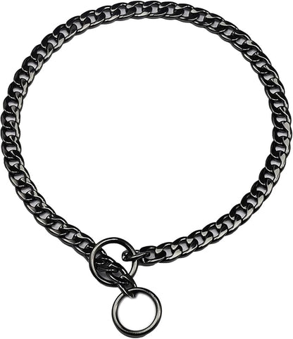 Stainless Steel P Chock Metal Chain -JYHY Dog Necklace Collars Walking Training Pet Supplies for Small Medium Large Dogs (Black, 28" (Fits Neck 24" to 26"))