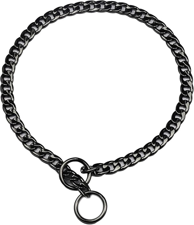 Stainless Steel P Chock Metal Chain -JYHY Dog Necklace Collars Walking Training Pet Supplies for Small Medium Large Dogs (26" (Fits Neck 22" to 24"), Black)