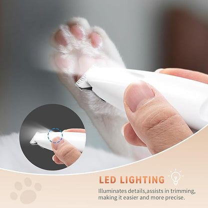 2026 New Pet Precision Trimmer, Dog Paw Trimmer with LED Light, Low Noise, IP68 Waterproof, Dual-Speed Motor, Suit for Trimming Paw, Ear, Face, Butt, Eyebrows, USB Rechageble (White Variant)