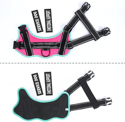 voopet Service Dog Harness, Emotional Support Pet Vest Harness, Reflective Breathable and Adjustable No-Pull ESA Dog Harness for Small Medium Large Dogs (with 4 PCS Removeable Tags)