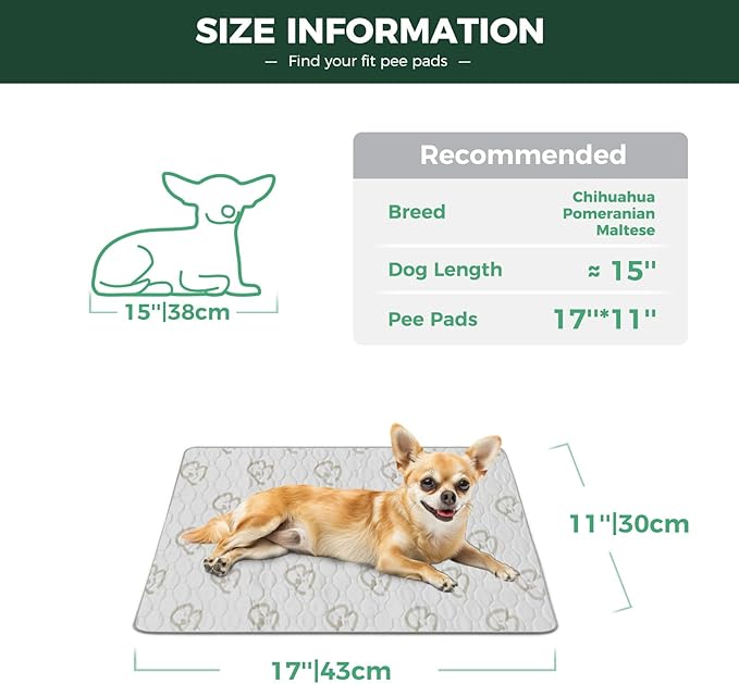 FXW Washable Pee Pads for Dogs, Leak-Proof & Non-Slip, Specifically Designed for 18inch Cages, 11" x 17" Rectangle, Khaki, 1 Pack