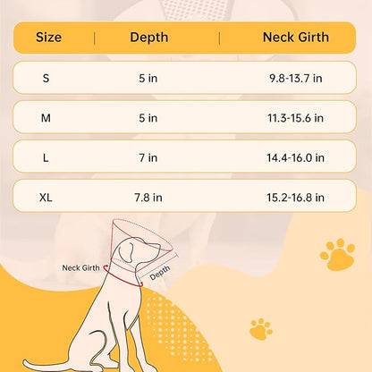 Dog Cone Collar for Surgery Recovery, Adjustable Soft Elizabethan Collar, Anti-Lick Protective Neck E-Collar for Dogs L