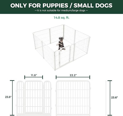 FXW Homeplus Unleashed Indoor Dog Playpen - Stress-Free and Safe Play, Heavy Duty 24 Inch 8 Panels with Washable Pee Pad for Puppy and Small Dogs, White│Patented
