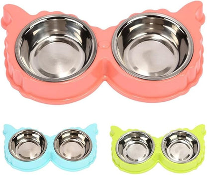 Cat Bowls and Dishes Dog Bowl Stainless Steel Pet Dog Cat Puppy Feeding Feeder Double Bowl Water Food Holder Dog Feeders for Feeding Green