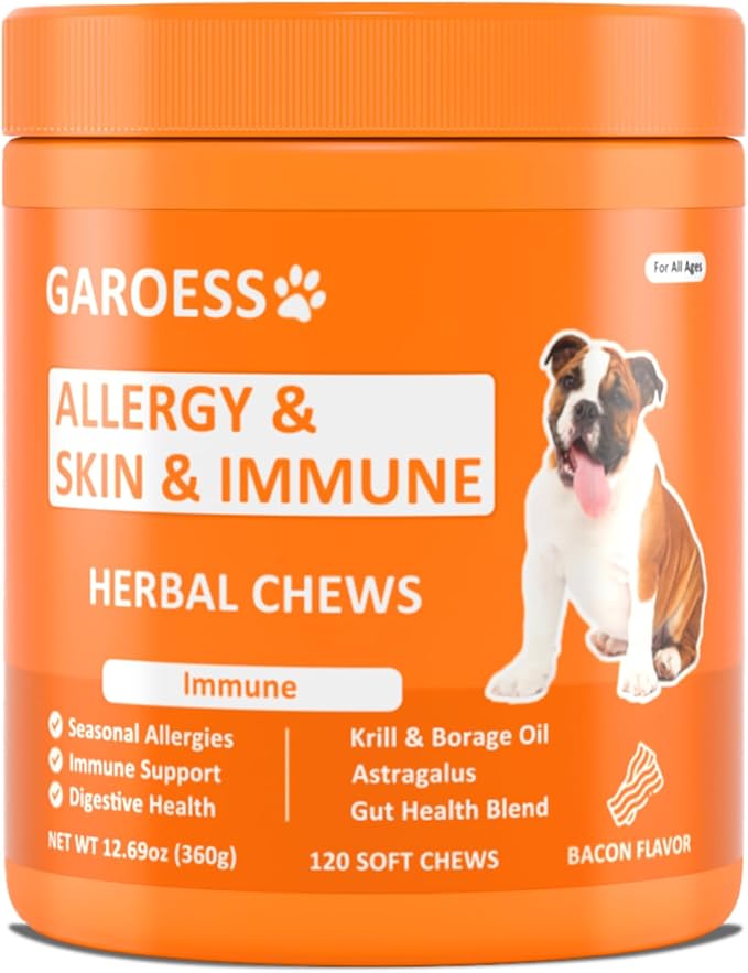Dog Allergy Relief Chews- Allergy & Immune Probiotics, Support Seasonal Allergies, Gut & Digestive Health, Dog Itching Skin,Paw & Ears Relief- Bacon Flavor -240 Count (2 Pack/Trust it)