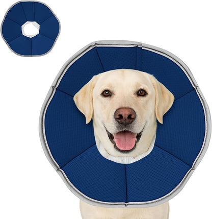 MAXFUT Dog Cone Collar,Soft Cone for Dogs to Stop Licking After Surgery,Non Inflatable Dog Donut Cone (Blue, L)
