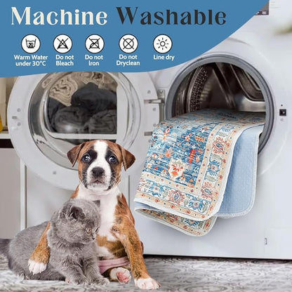 Washable Pee Pads for Dogs 2 Pack Reusable Puppy Training Pads 48"x48" Super Absorbent Waterproof Dog Training Pads, Non-Slip Potty Pads Whelping Pads Litter Mat Pet Supplies - Blue/Mix
