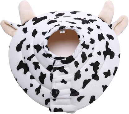 Pet Recovery Collar,Dog Protective E-Collar Soft Dog Cone Breathable Secure Lovely Collar for Puppy Small Medium Dogs (S-Neck: 30-33cm, Cow)