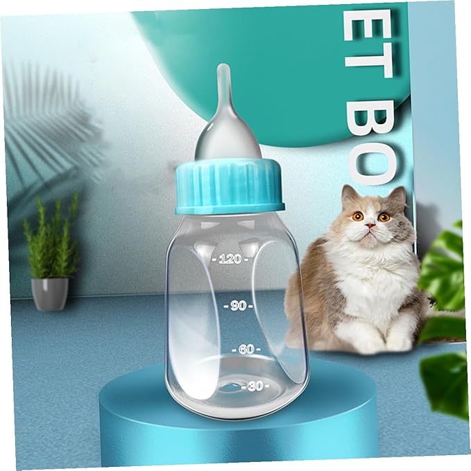 GANAZONO 2Pcs Kitten Milk Bottles with Silicone Nipples for Nursing Cats and Puppies Portable Lightweight Manual Feeder Kit with Leak-Resistant Design for Small Pets Easy to Clean and Carry