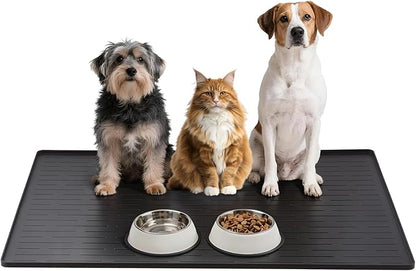 Large Dog Mats for Food and Water, 40"x30" Waterproof Pet Food Mats for Floor Nonslip Silicone Bowl Mats with Raised Edges