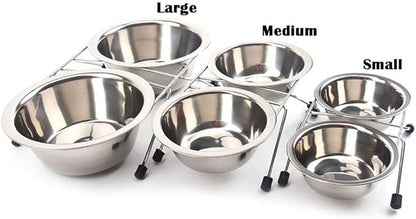 JiangYanus Elevated Dog Cat Food and Water Bowls, Stainless Steel Raised Pet Dish Feeder Retro Iron Elevated Stand for Dogs and Cats (Small)