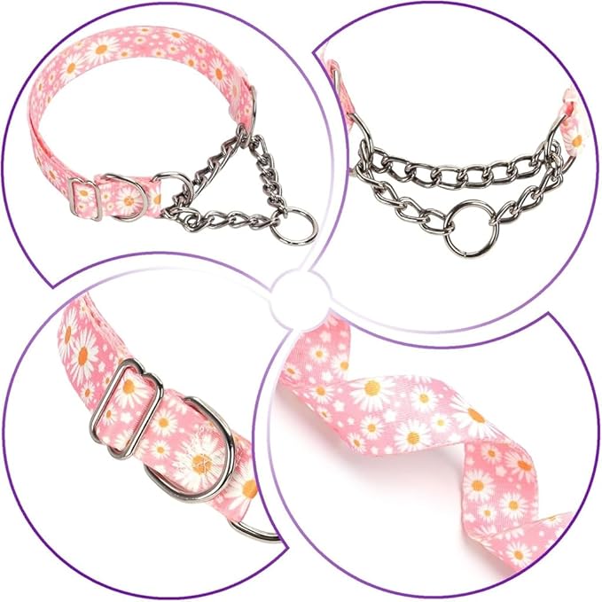 Martingale Collar for Large Dogs，Stainless Steel Chain Martingale Collar for Dogs, No Pull Slip Cinch Choker Choke Heavy Duty Dog Collars