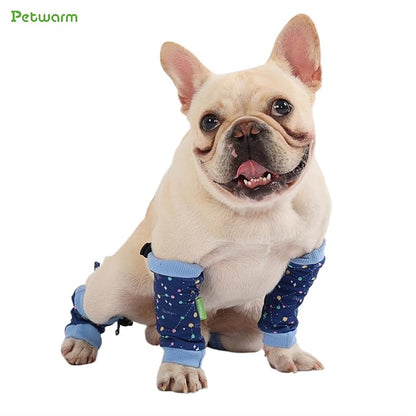 PetWarm Dog Recovery Sleeve 4pcs Set, Dog Leg Sleeve, Ideal for Comfort and Support During Pet Recovery, Suitable for Active or Support Recoverying Pet Use, Blue, S