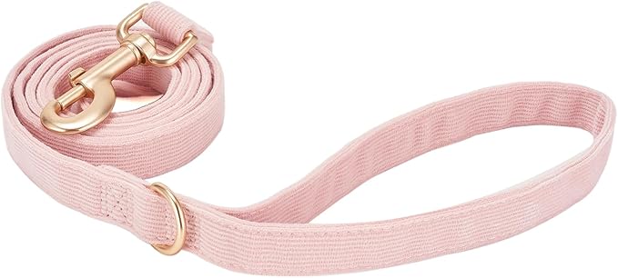 Soft Cotton Dog Leash, 5 Ft Heavy Duty Corduroy Dog Leashes with Gold Metal Hook for Small Medium Large Dogs,Small,Light Pink