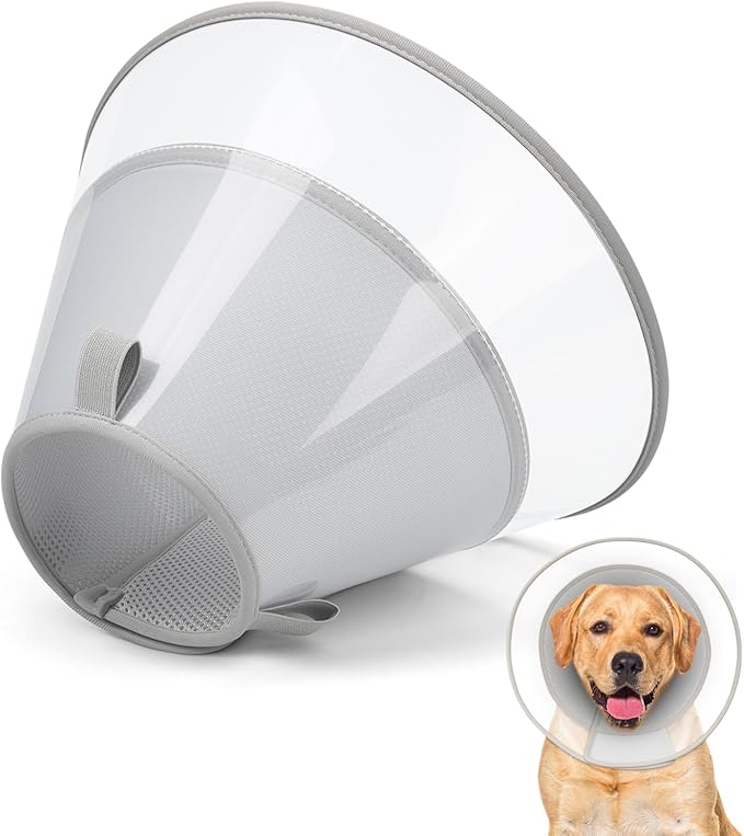 Dog Cone Collar with Soft Liner to Stop Licking, Elizabeth Recovery Collar After Surgery for Large Medium Dogs, Comfortable Pet Head Cone Alternative for Neutering Spay Injury (XS)