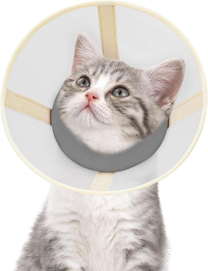 Cat Cone Collar Soft- Adjustable Comfortable Air Mesh Recovery Cone After Surgery to Stop Licking and Scratch, Alternative to Plastic Elizabethan Collar for Cat, Whiskers Freedom (Grey, XS)