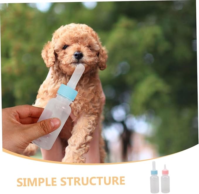 2pcs Pet Nursing Bottles Feeding Kit for Puppies and Kittens Small Animal Milk Feeder Bottles Easy Handling Design for Calves and Small Pets
