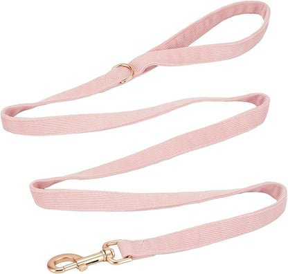 Soft Cotton Dog Leash, 5 Ft Heavy Duty Corduroy Dog Leashes with Gold Metal Hook for Small Medium Large Dogs,Medium,Light Pink