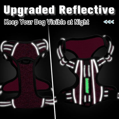 BARKBAY Dog Harness No Pull with ID Tag Pocket - Heavy Duty, Reflective, Easy Control for Large Dogs(Pink/Black,M)