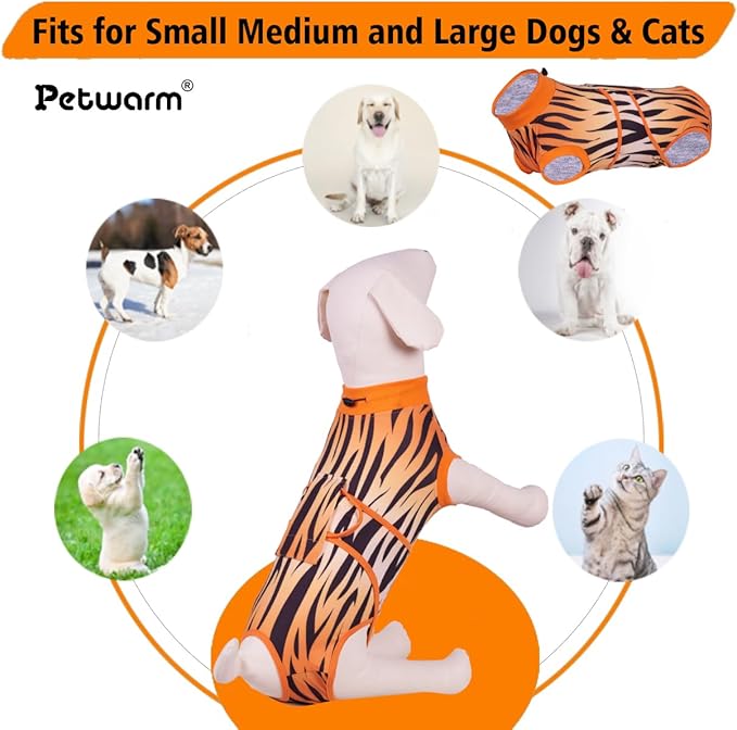 PetWarm Dog Recovery Suit, Surgical Suit for Dogs Female Spay Male Neutered, Dog Onesie for Surgery, Anti-Licking Dog Surgery Recovery Suit, Leopard Pattern, Yellow, L