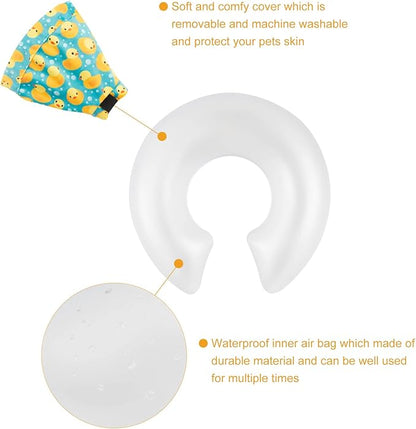 CuteBone Inflatable Soft Dog Cone with Removable Fleece Covers for Small/Medium/Large Dogs and Cats After Surgery GWB04S