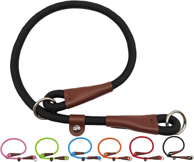 MayPaw Slip Collar Nylon Rope Adjustable Collar for Dog Training- No Pull Round Martingale Dog Collars for Small Medium Large Dogs