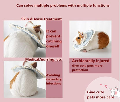 Adjustable Guinea Pig Cone Pet Recovery Collar,Soft Pet Recovery Collar for Rabbits/Chinchilla/Kittens After Surgery Wound Healing,Elizabeth Neck E-Collar for Small Animals (L)