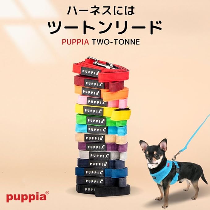 Puppia Two Tone Dog Lead Strong Durable Comfortable Grip Walking Training Leash for Small & Medium Dog, LT.Grey, Small